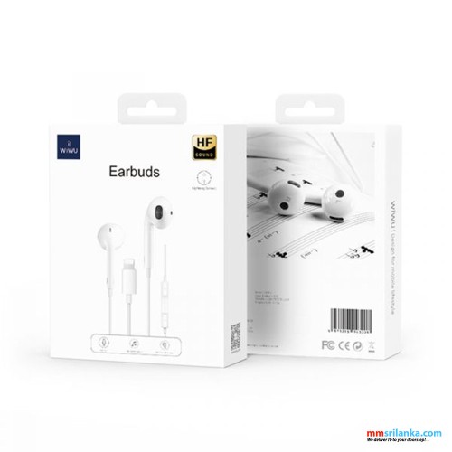 WIWU EARBUDS HF SOUND PLUG AND PLAY LIGHTNING CONNECTOR - WHITE